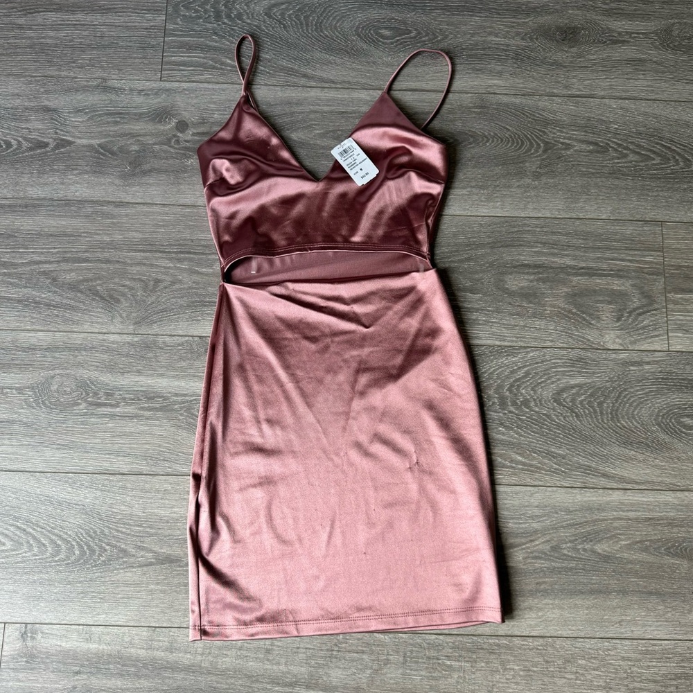 Windsor Satin Dusty Rose Body-con Party Dress With Cutout